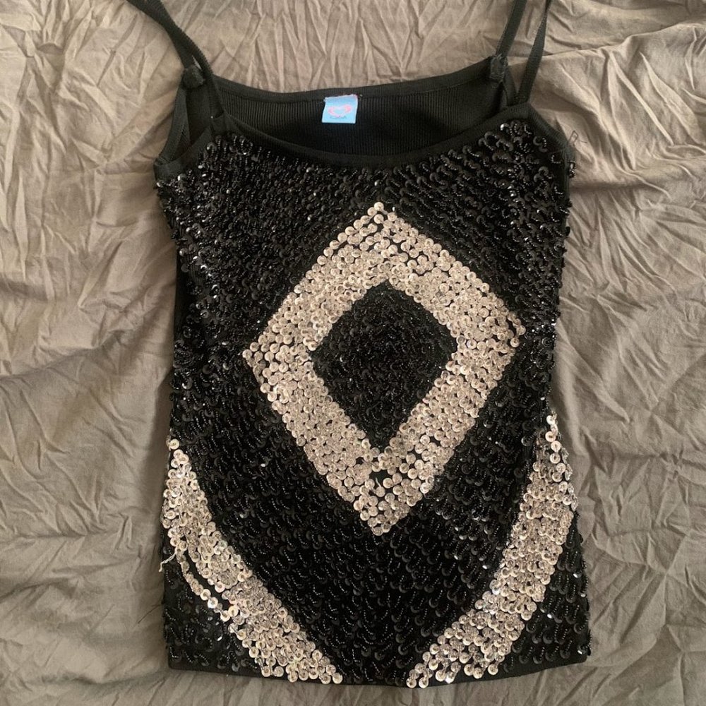 NEW NEVER WORN Q&A Black and Silver Beaded Sparkly Tank Top